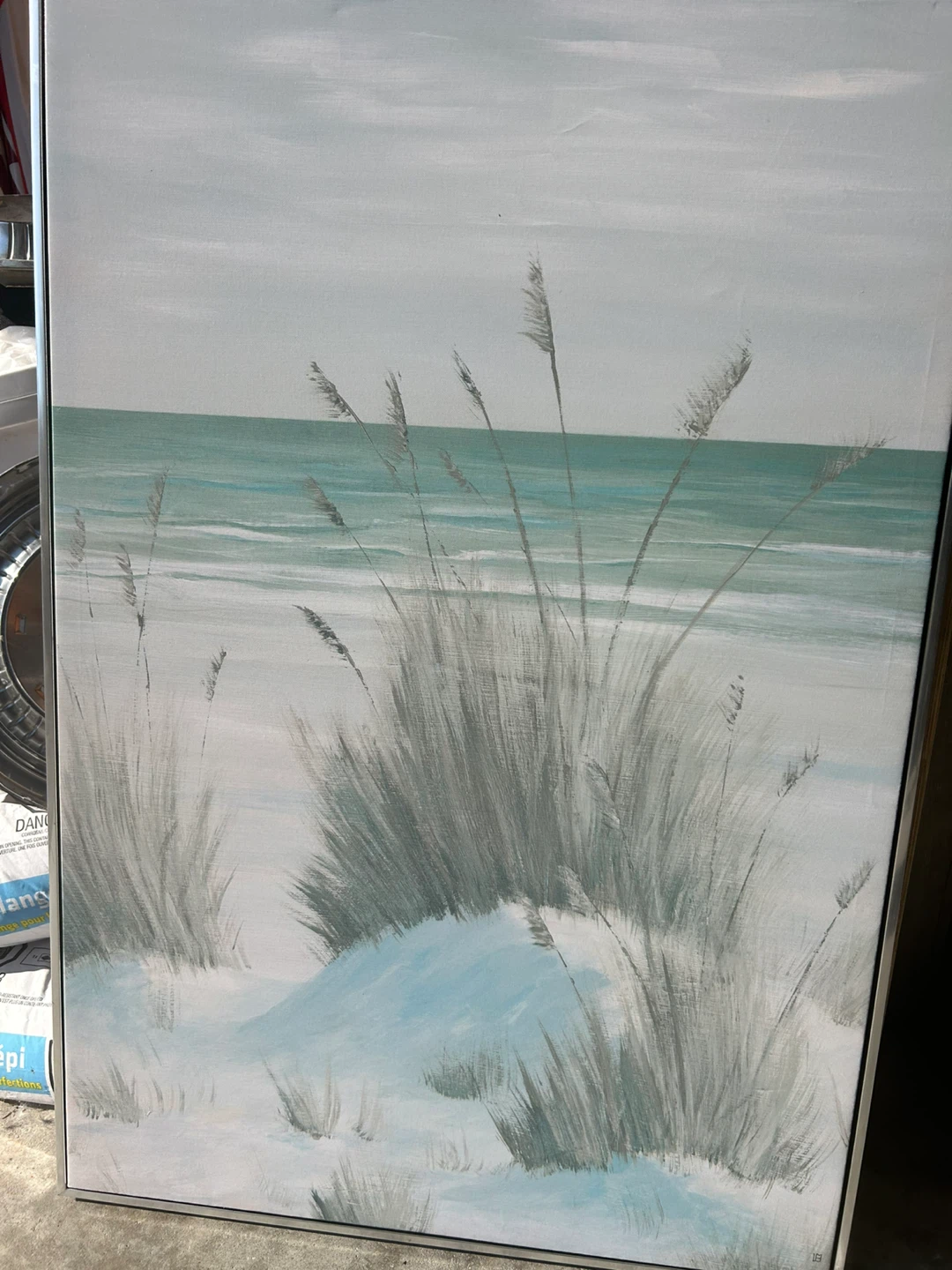 Coastal Beach Grass Framed Canvas Art