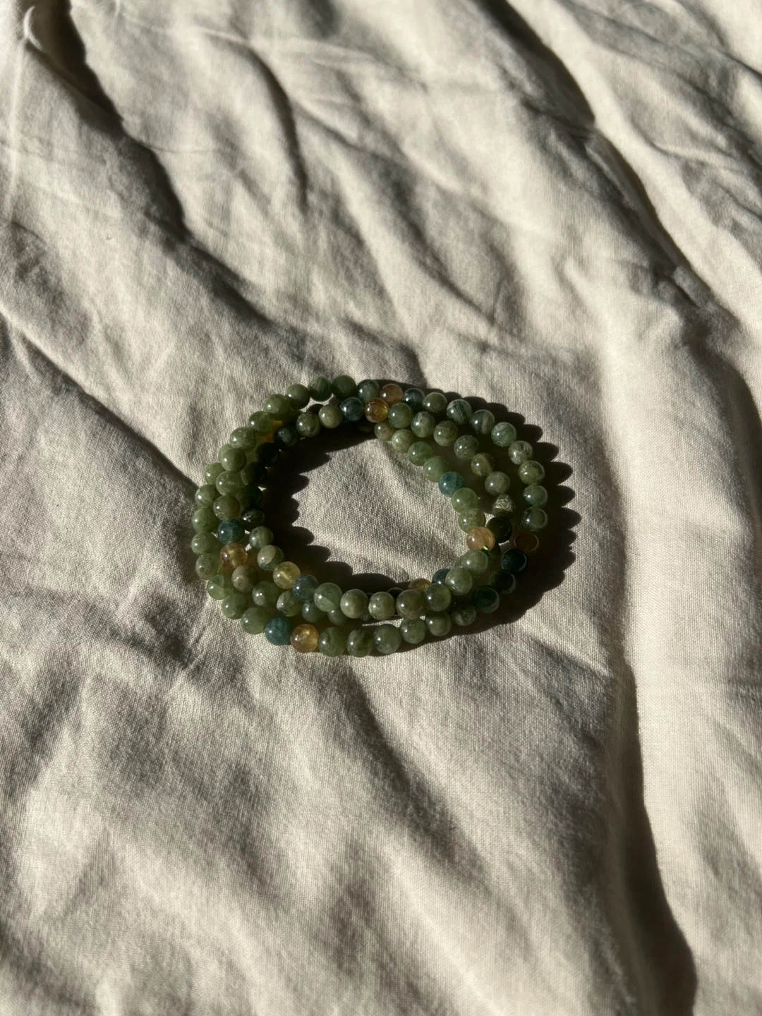 5mm natural green jadeite multi-loop bracelet/necklace