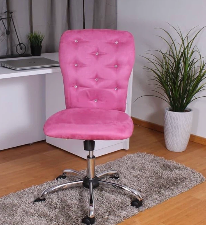 Pink Velvet Tufted Office Chair