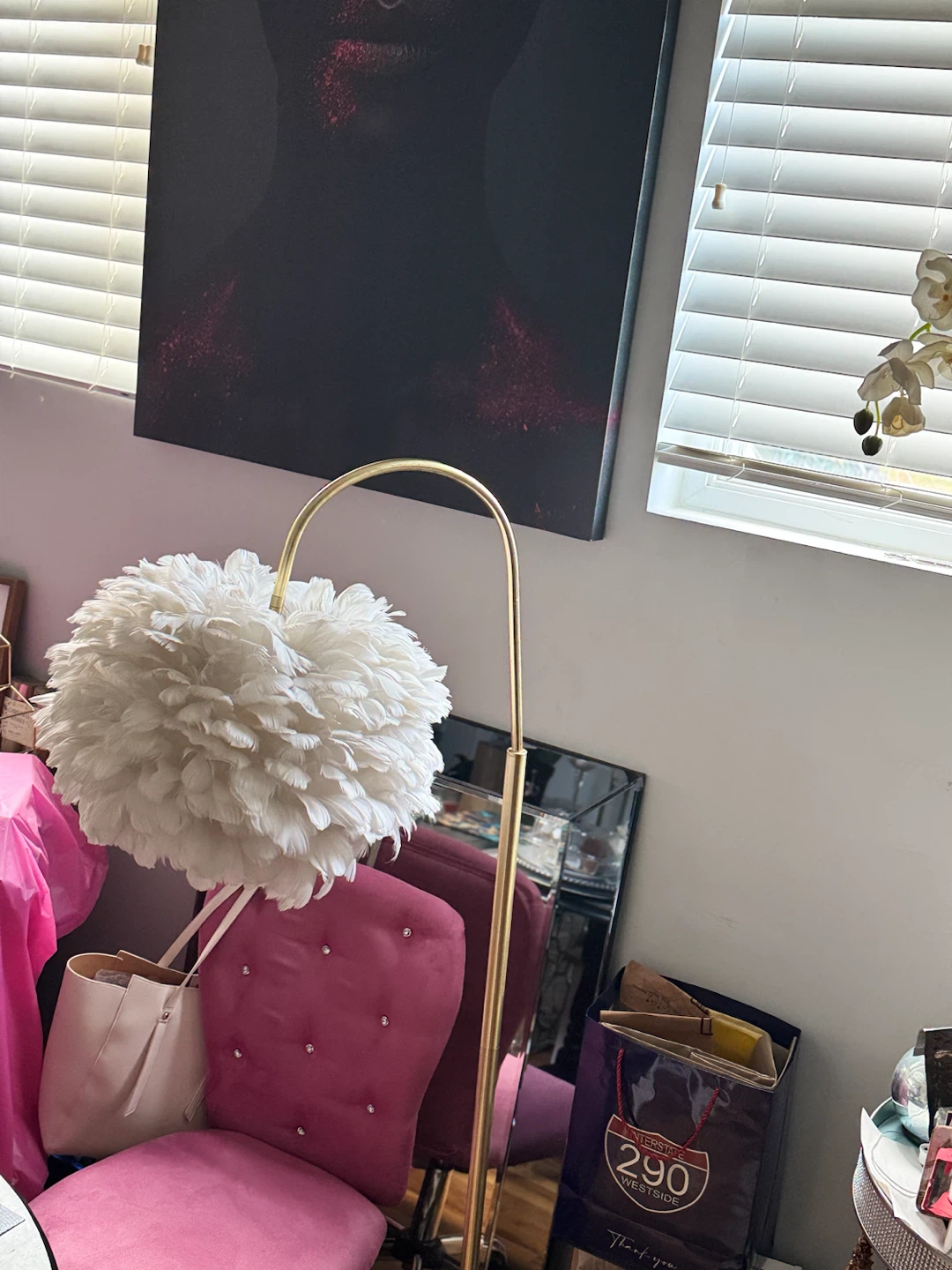 Pink Velvet Tufted Office Chair - photo 2