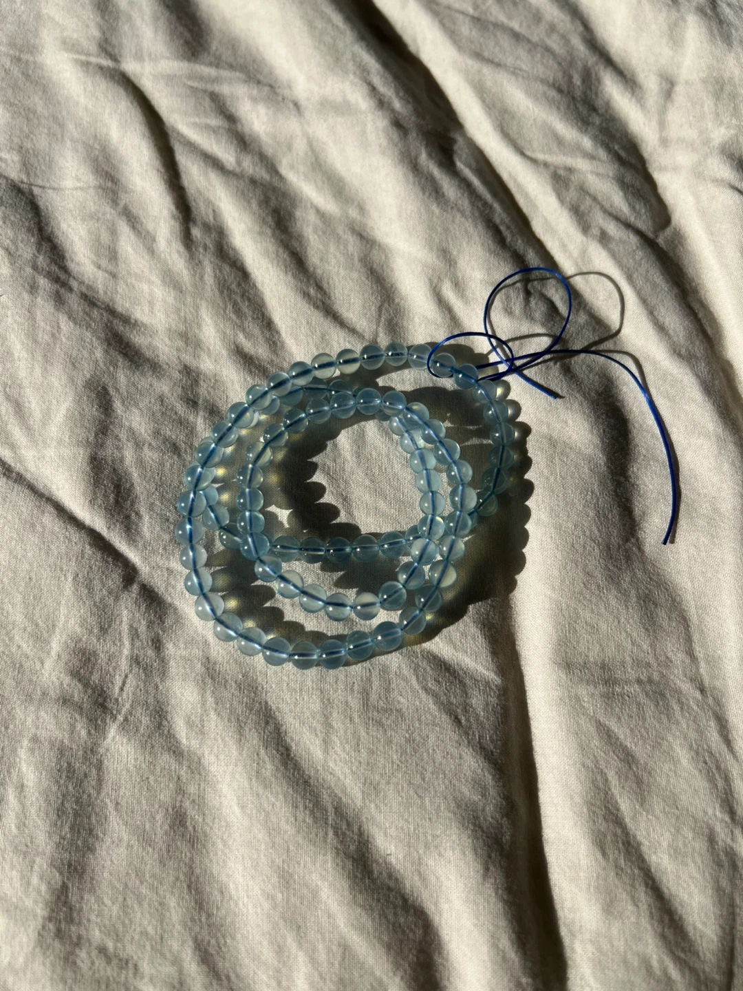 5mm natural ice-variety aquamarine multi-loop bracelet/necklace