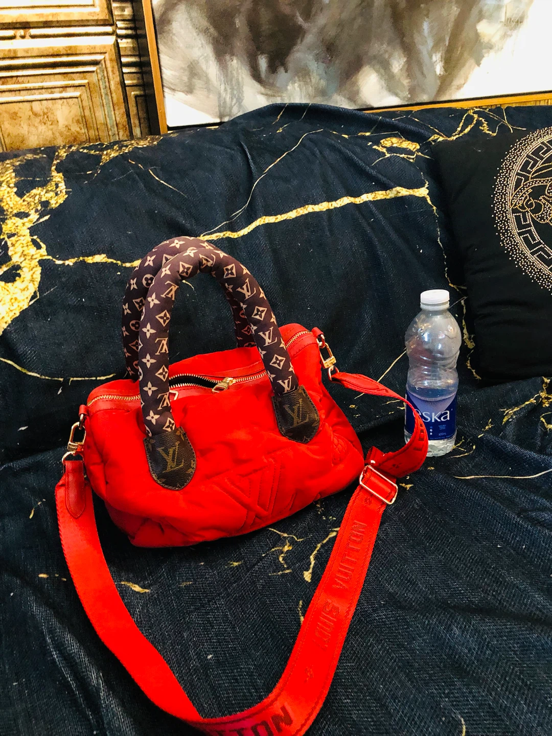 Red  Nylon Shoulder Bag