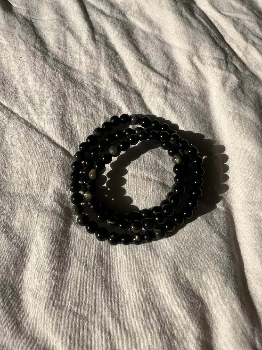 6mm natural gold sheen obsidian multi-loop bracelet/necklace
