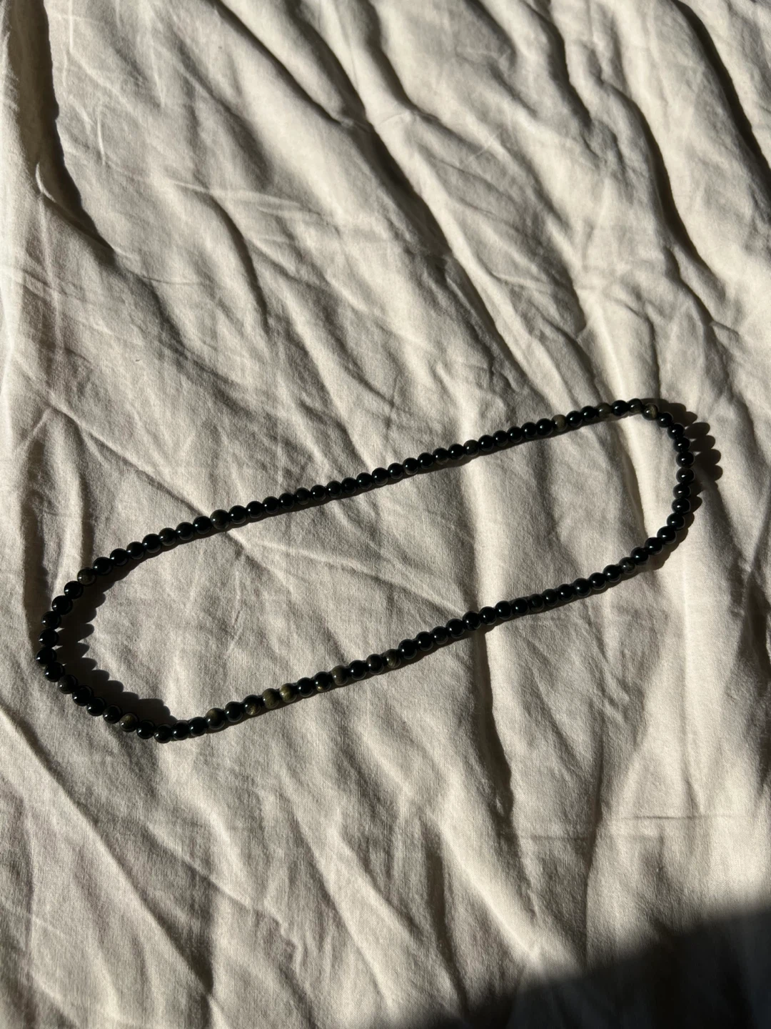 6mm natural gold sheen obsidian multi-loop bracelet/necklace - photo 2