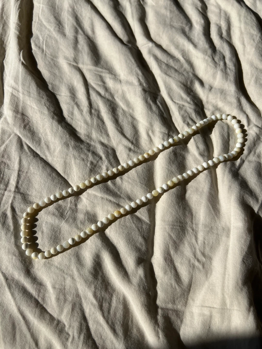 6mm natural deep-sea shell round bead bracelet/necklace - photo 2