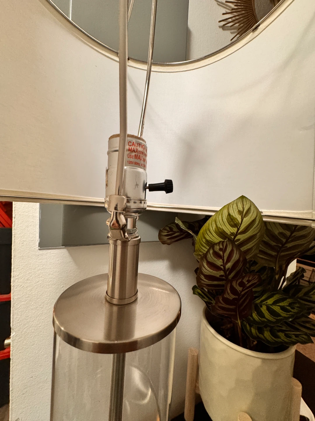 Brushed Nickel and Glass Table Lamp - photo 3