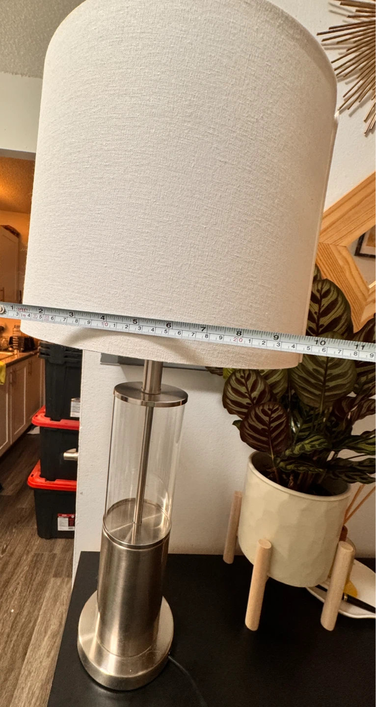 Brushed Nickel and Glass Table Lamp - photo 2