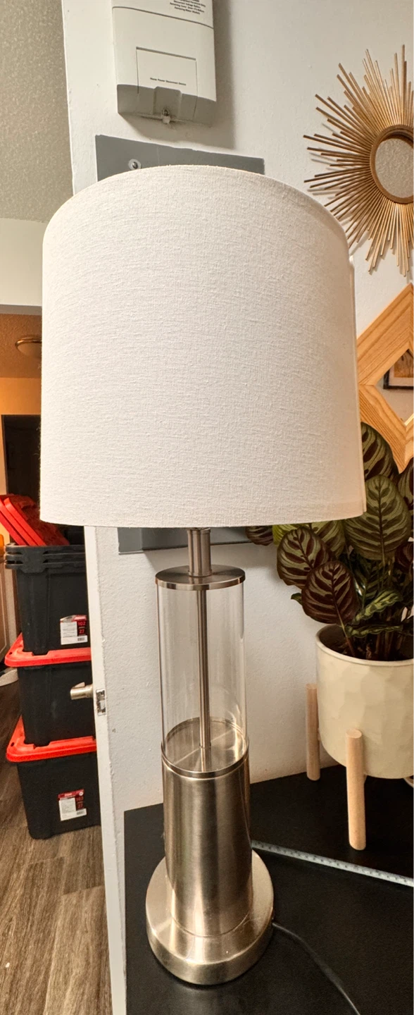 Brushed Nickel and Glass Table Lamp - photo 4