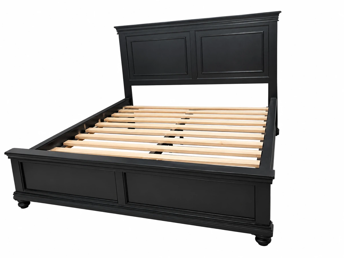 King Size Black Wooden Bed Frame & Box
