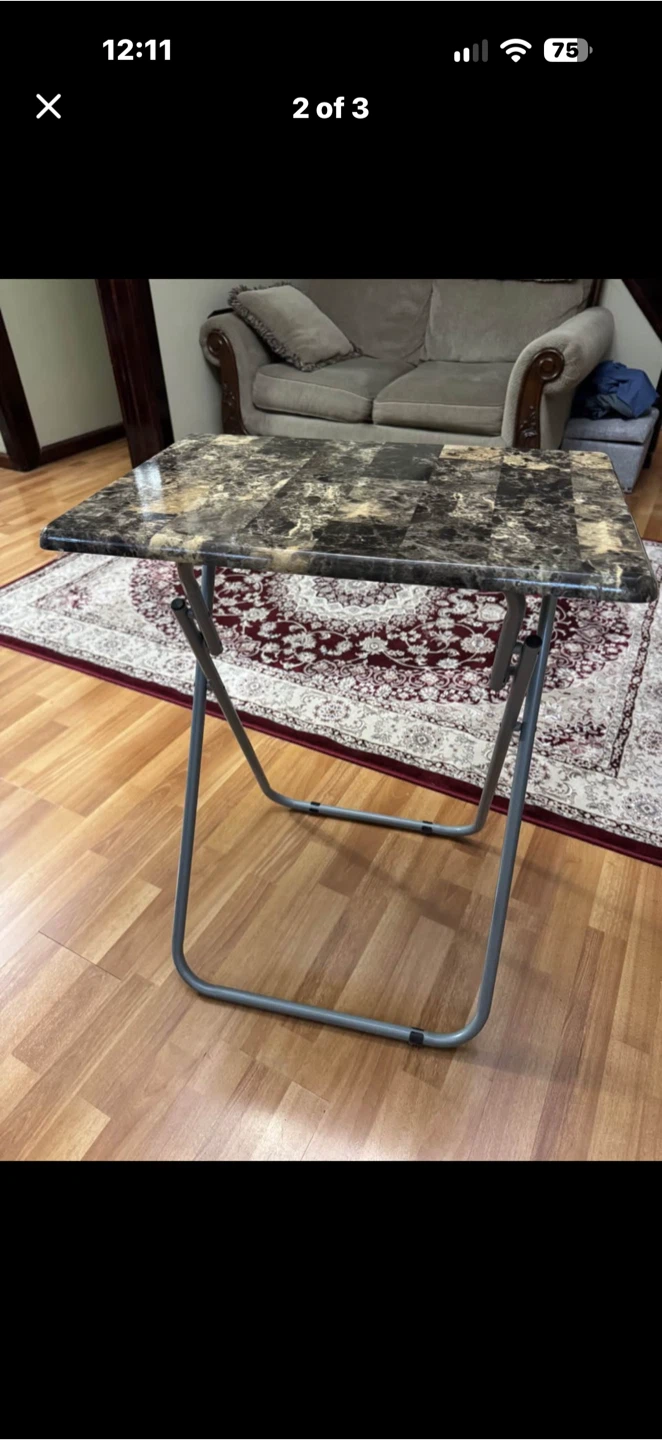 Faux Marble Folding TV Tray Table