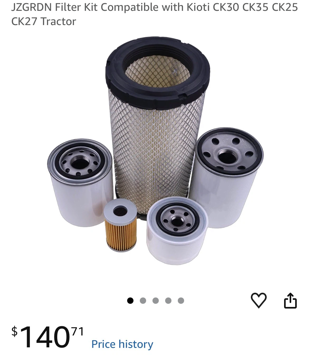 JZGRDN Filter Kit for Kioti CK Series Tractors