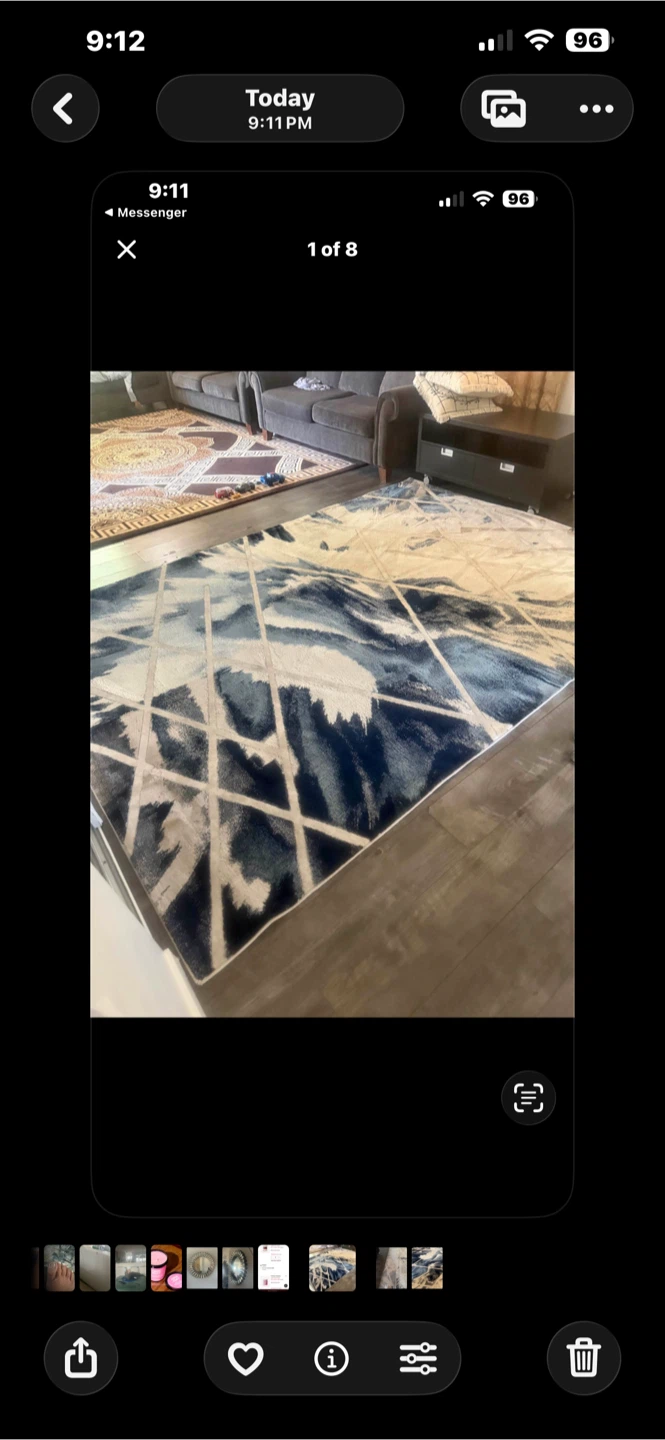 Blue and Cream Abstract Geometric Area Rug