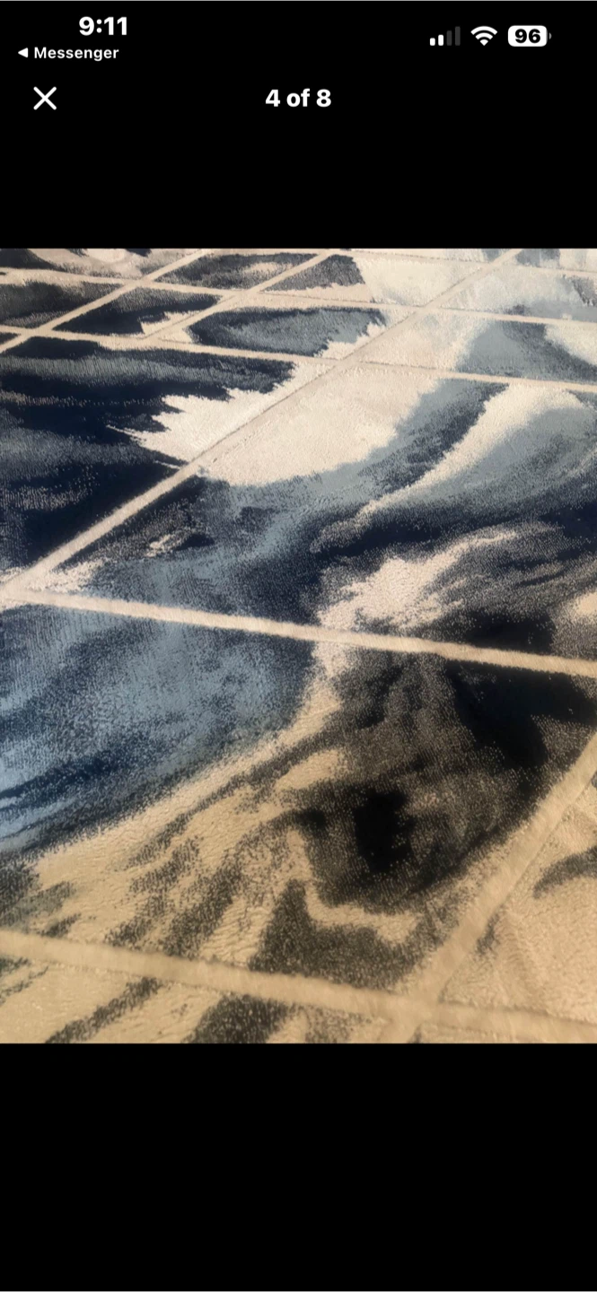 Blue and Cream Abstract Geometric Area Rug - photo 3