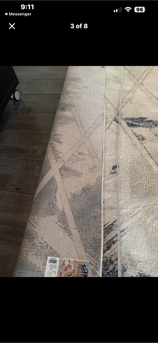 Blue and Cream Abstract Geometric Area Rug - photo 4