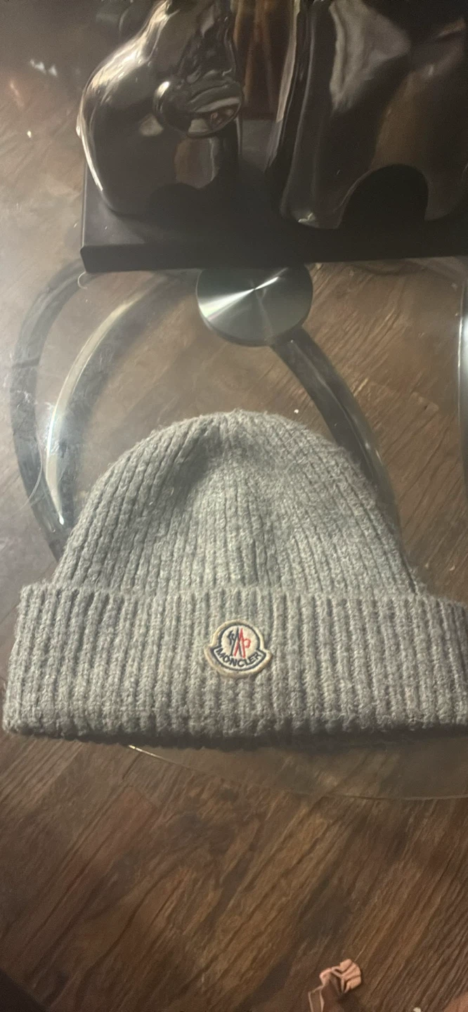Moncler Gray Ribbed Beanie
