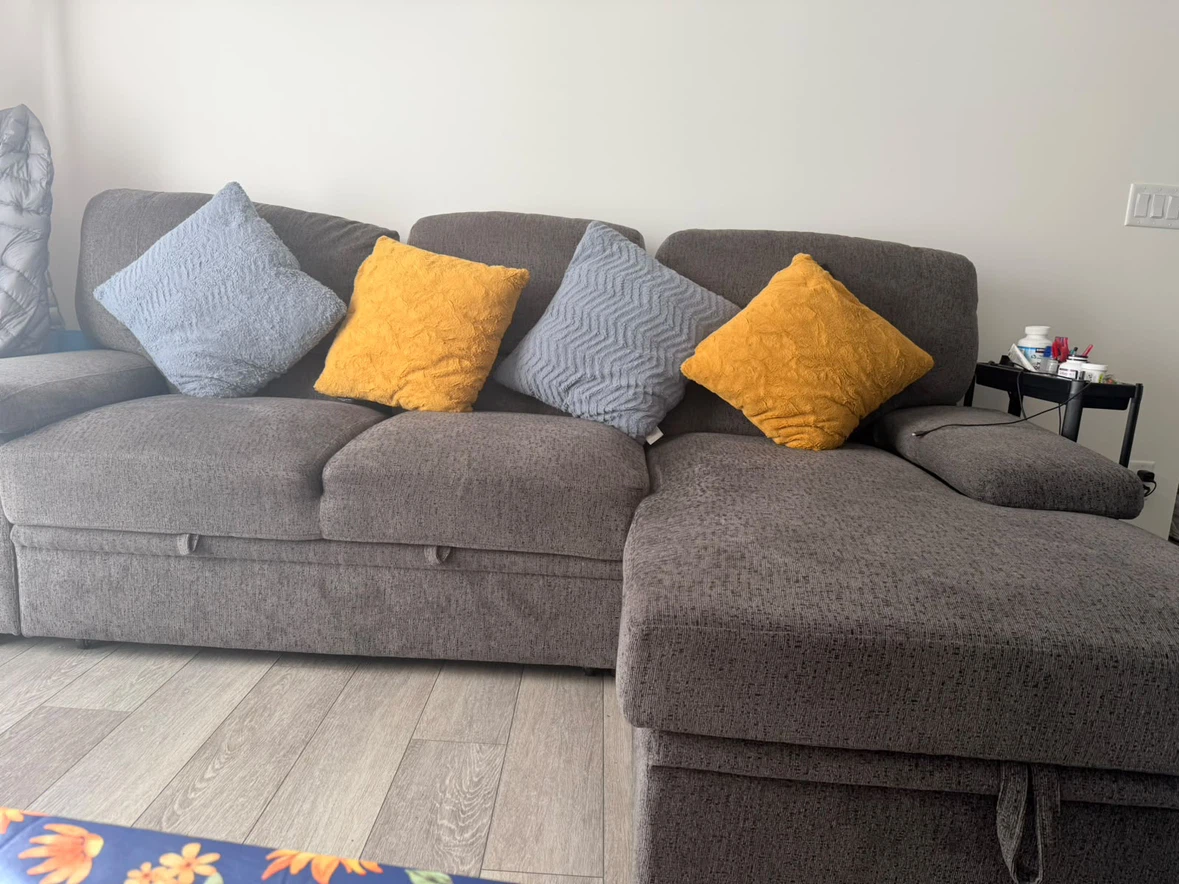 Dark Grey Sectional Sofa Bed with Pull-Out - photo 2