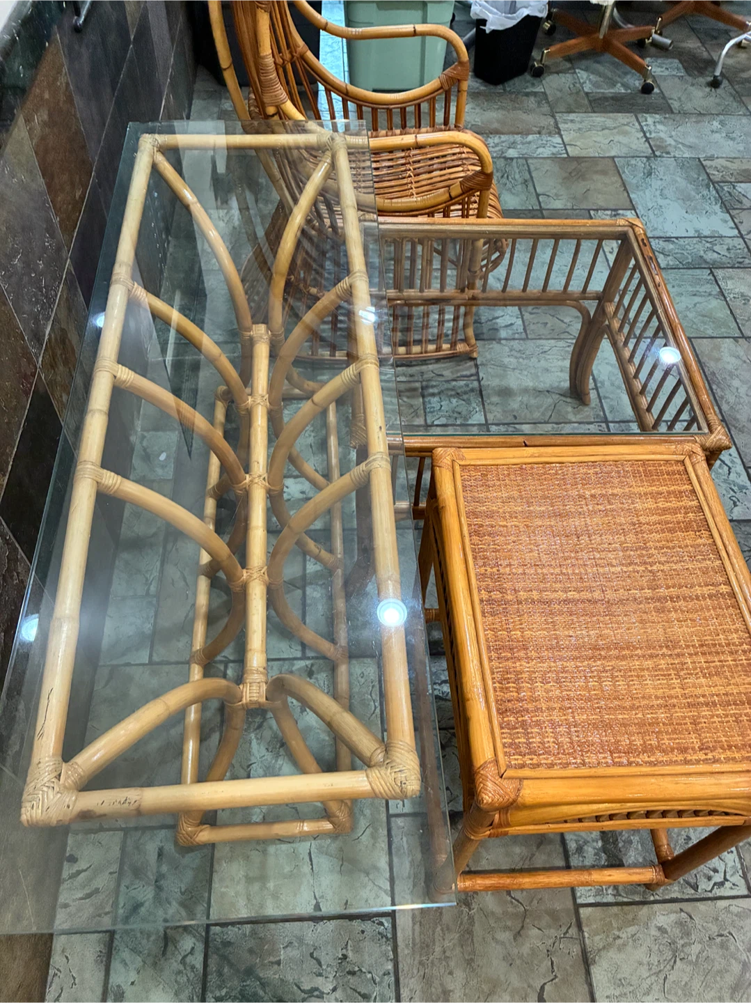 Bamboo Glass Top Entry way Console table - photo 3