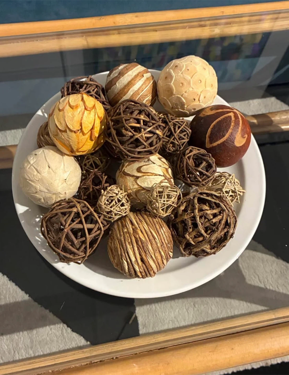 Decorative Wicker and Wood Decorative Balls