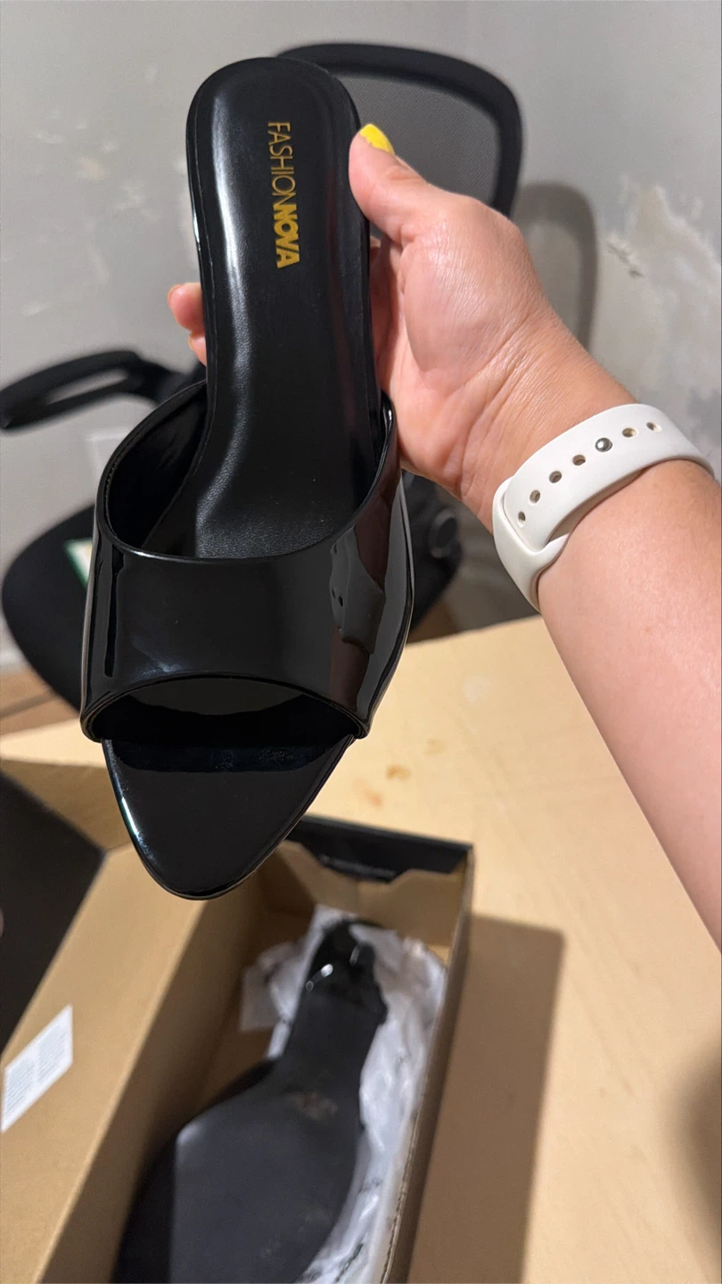 Fashion Nova Black Heeled Mules
