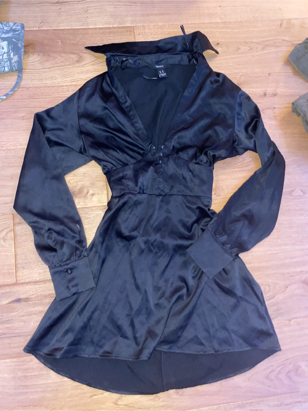 Black satin dress