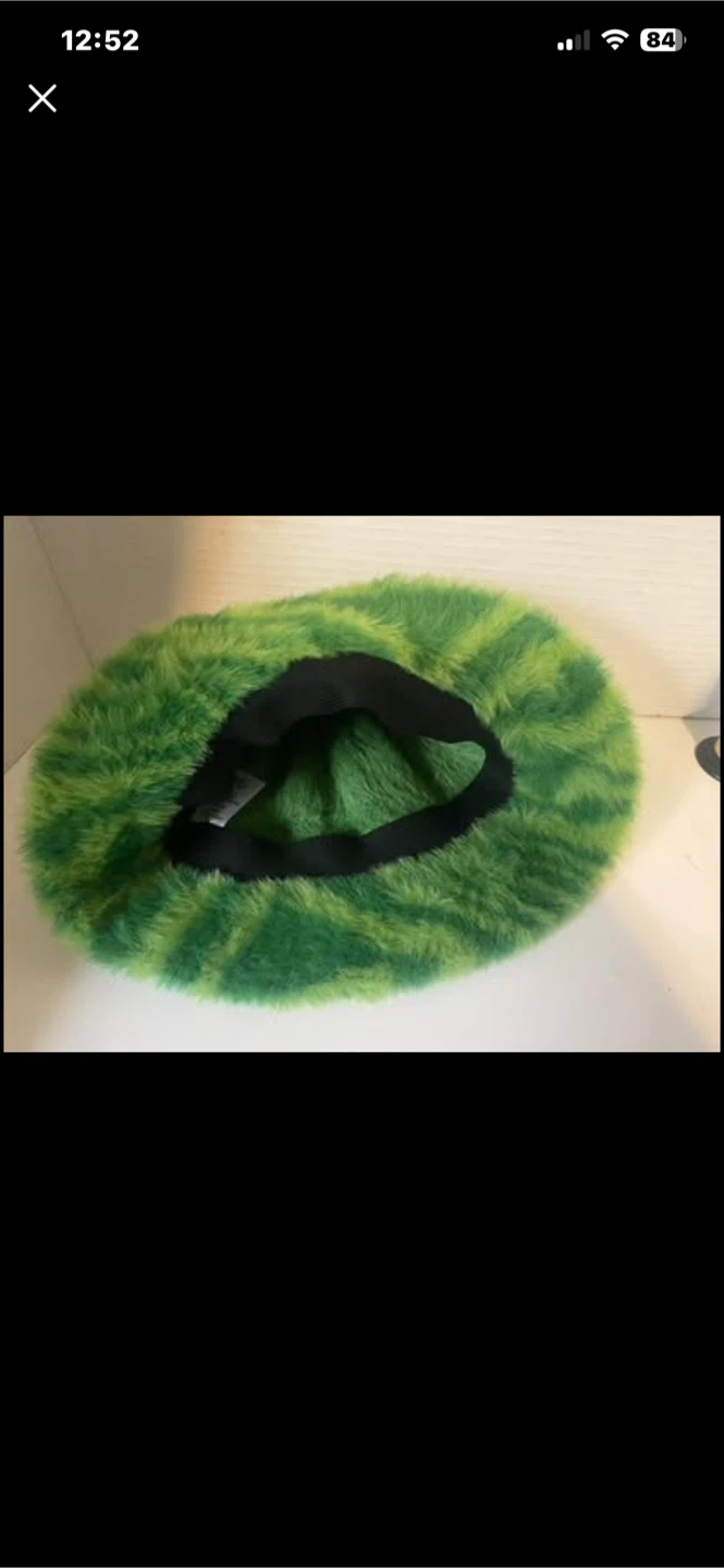 Green Faux Fur Bucket Hat stylish rare - photo 3