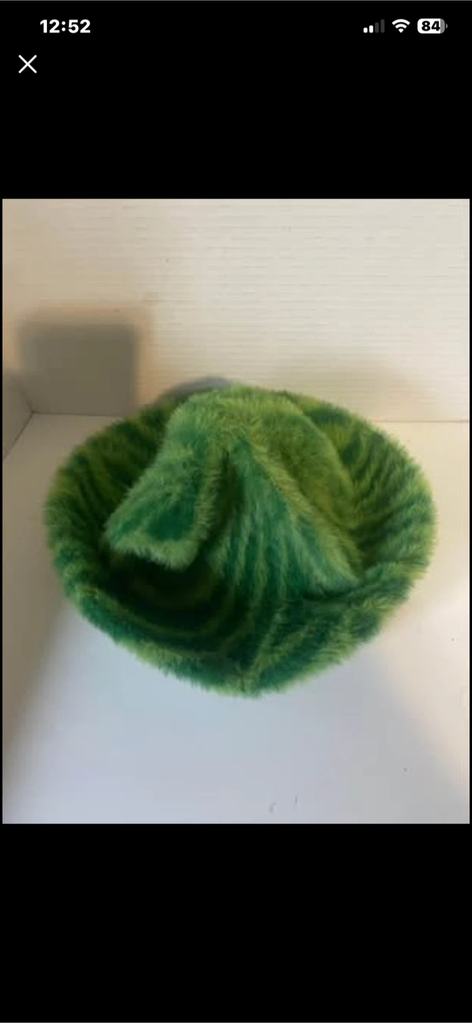 Green Faux Fur Bucket Hat stylish rare - photo 4