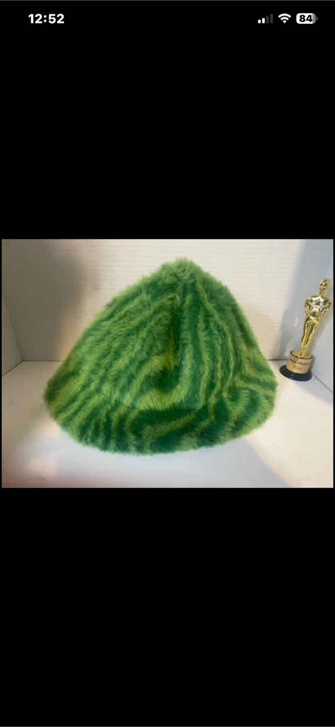 Green Faux Fur Bucket Hat stylish rare - photo 5