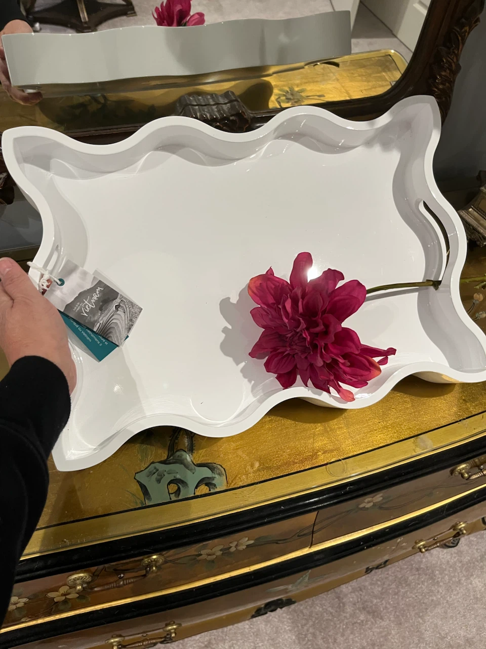 Handicraft White Wavy Serving Tray