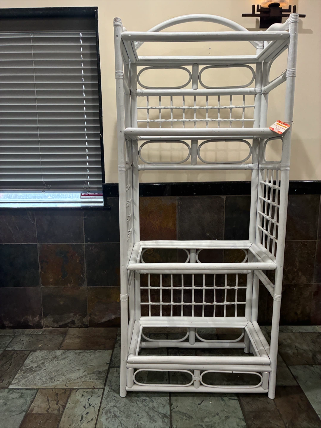 White Rattan Storage Shelf Rack shelving Unit