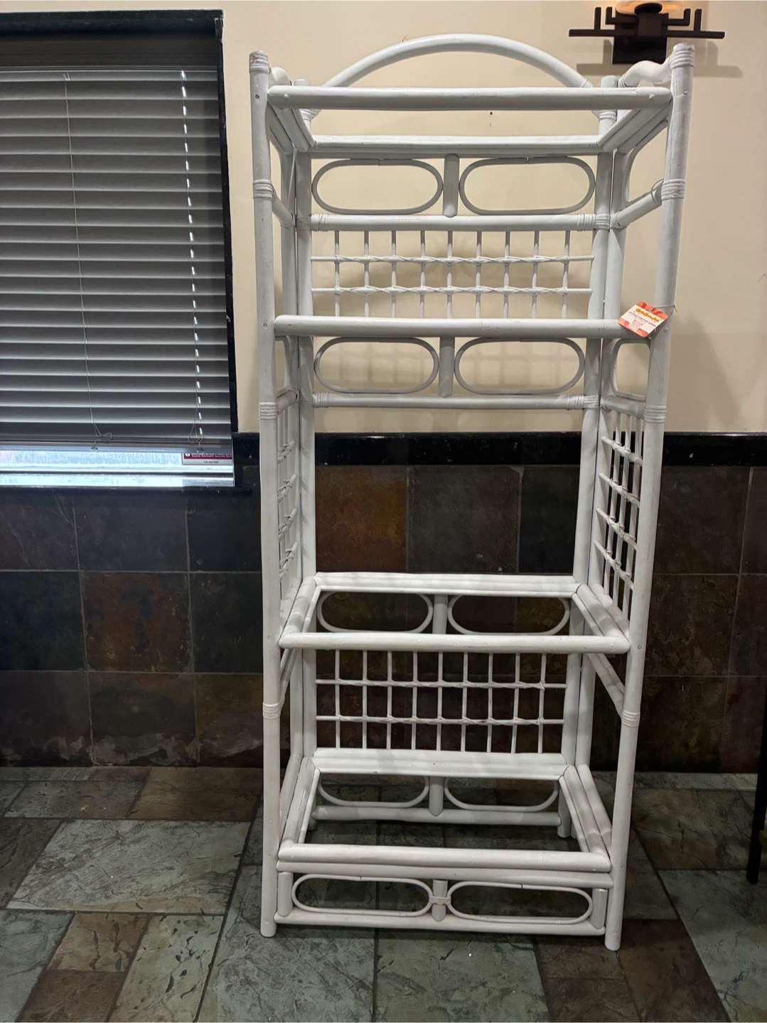 White Rattan Storage Shelf Rack shelving Unit - photo 2