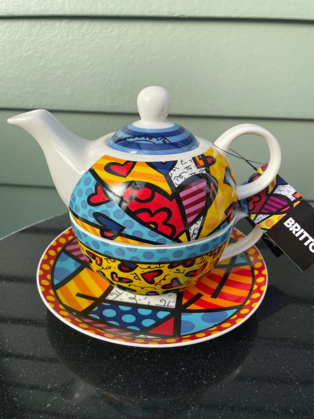 Romero Britto Pop Art Ceramic Teapot Hearts new - photo 3