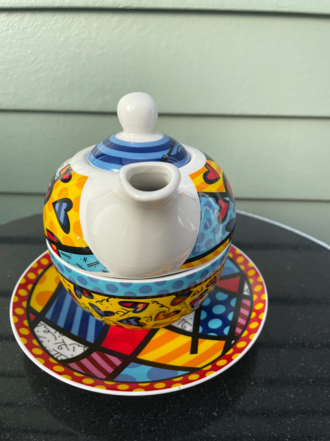 Romero Britto Pop Art Ceramic Teapot Hearts new - photo 4