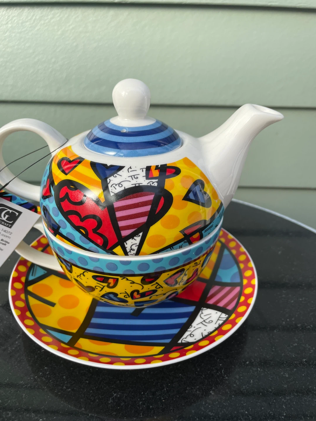 Romero Britto Pop Art Ceramic Teapot Hearts new - photo 5