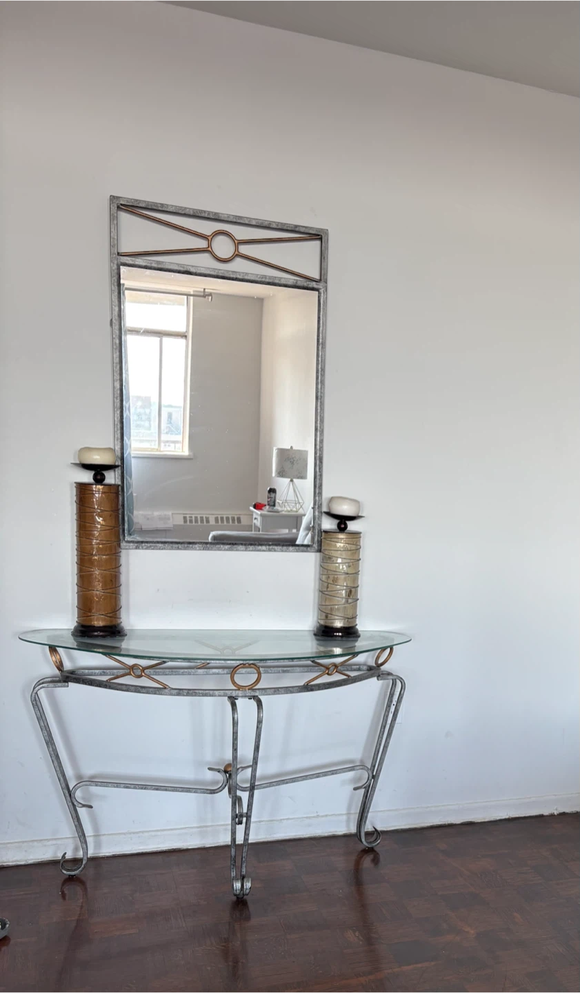Metal and Glass Console Table