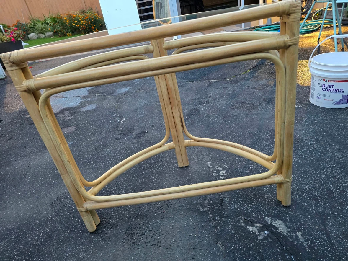 Rattan Half-Moon Console Table - photo 3