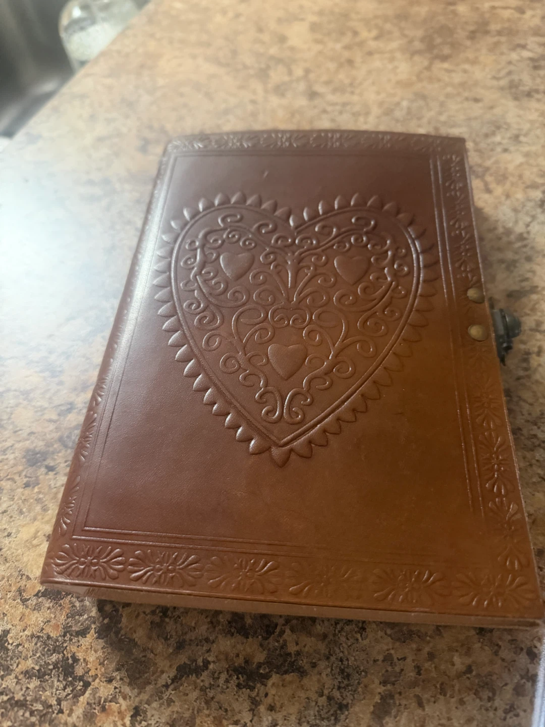 Embossed Leather Journal with Heart Design