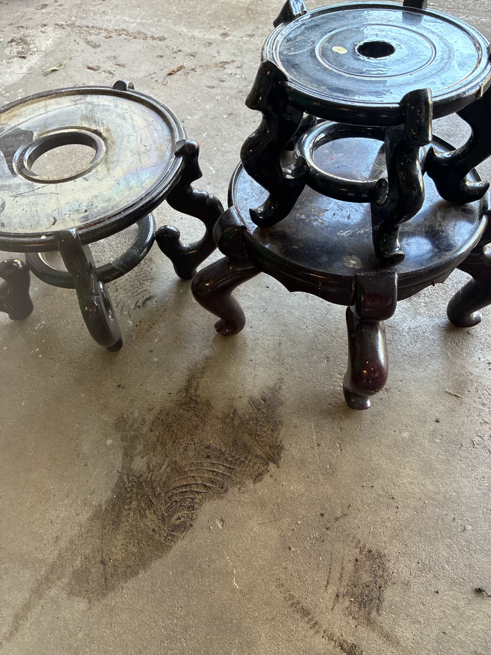 Set of Two Vintage Chinese Wooden Display Stands