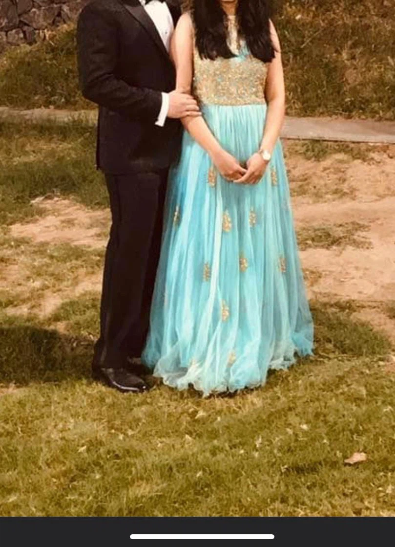 Sea green party gown dress