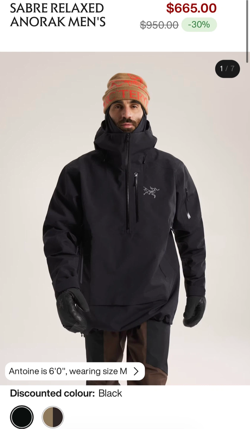 Arc'teryx Sabre Relaxed Anorak Men's - Black - photo 2