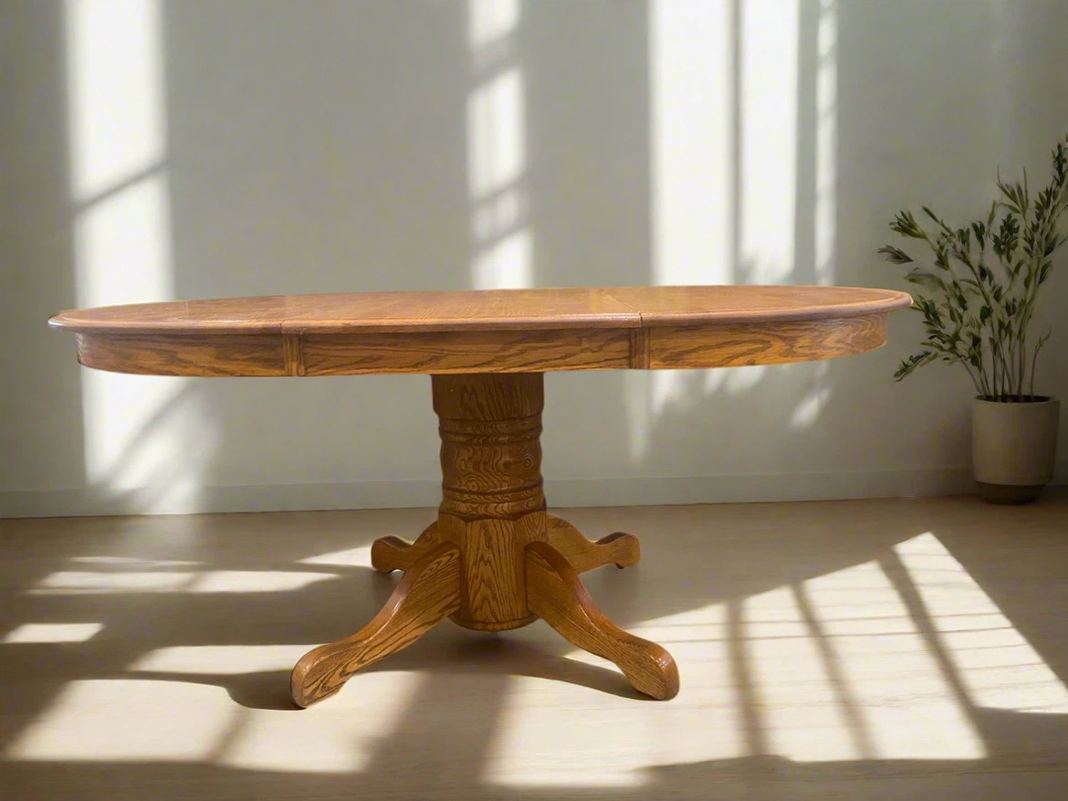 Solid Oak Pedestal Dining Table