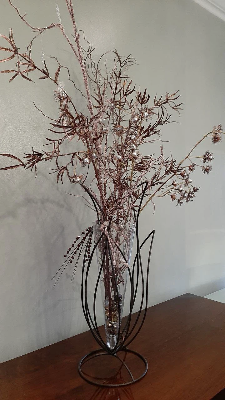 Tall Metal Stand Vase with Decorative Branches - photo 3