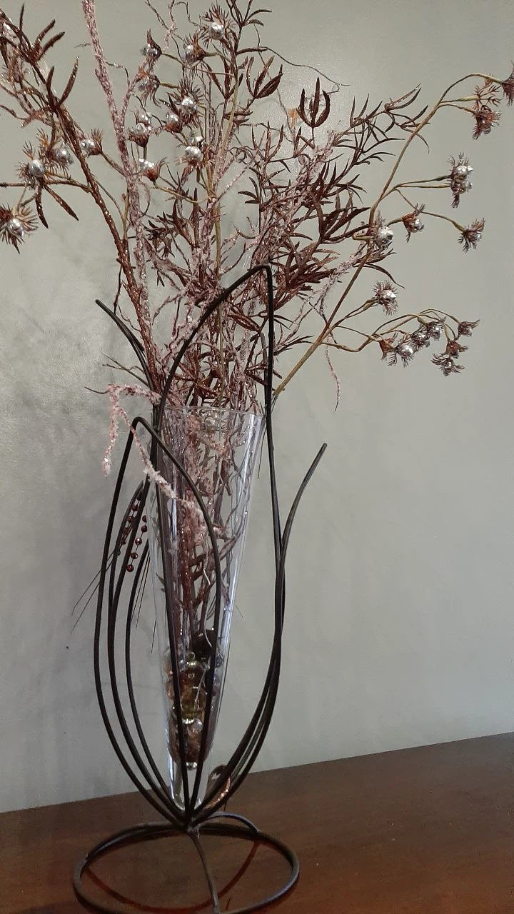 Tall Metal Stand Vase with Decorative Branches - photo 4