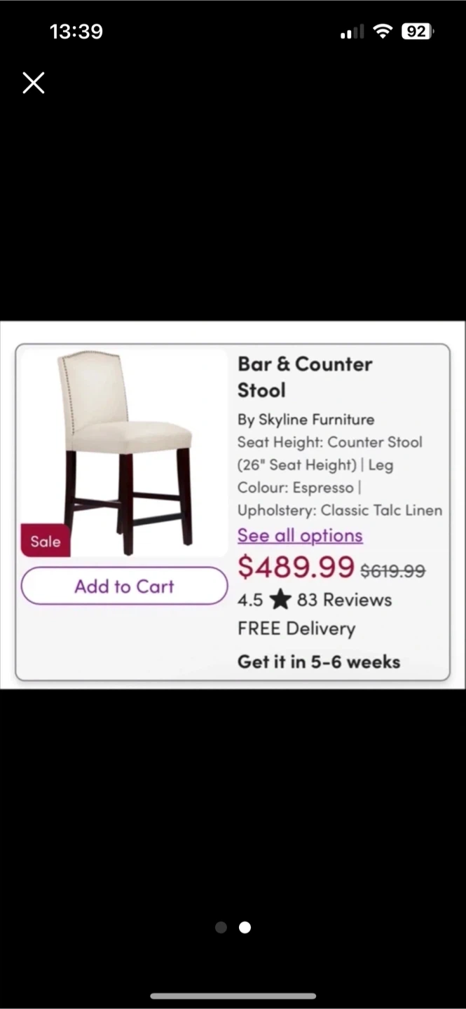 Skyline Furniture Counter Stool