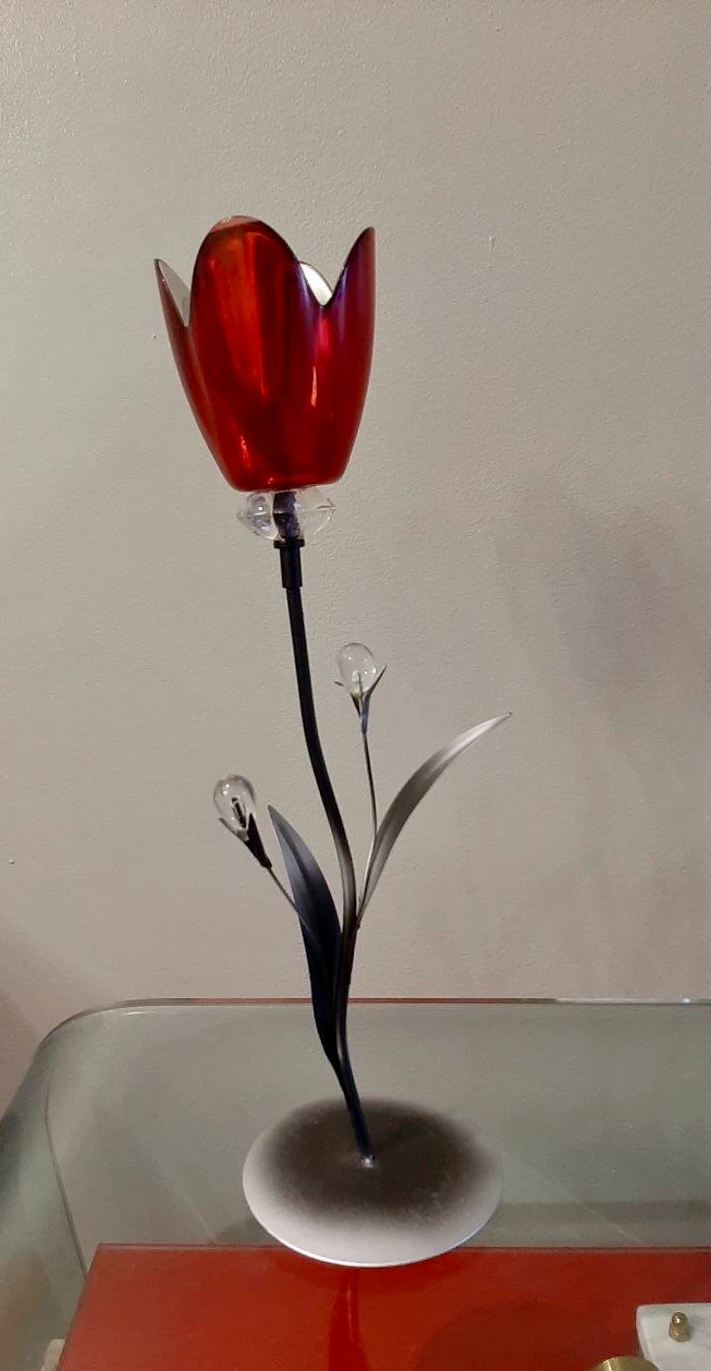 Red glass tulip flower decor - photo 3