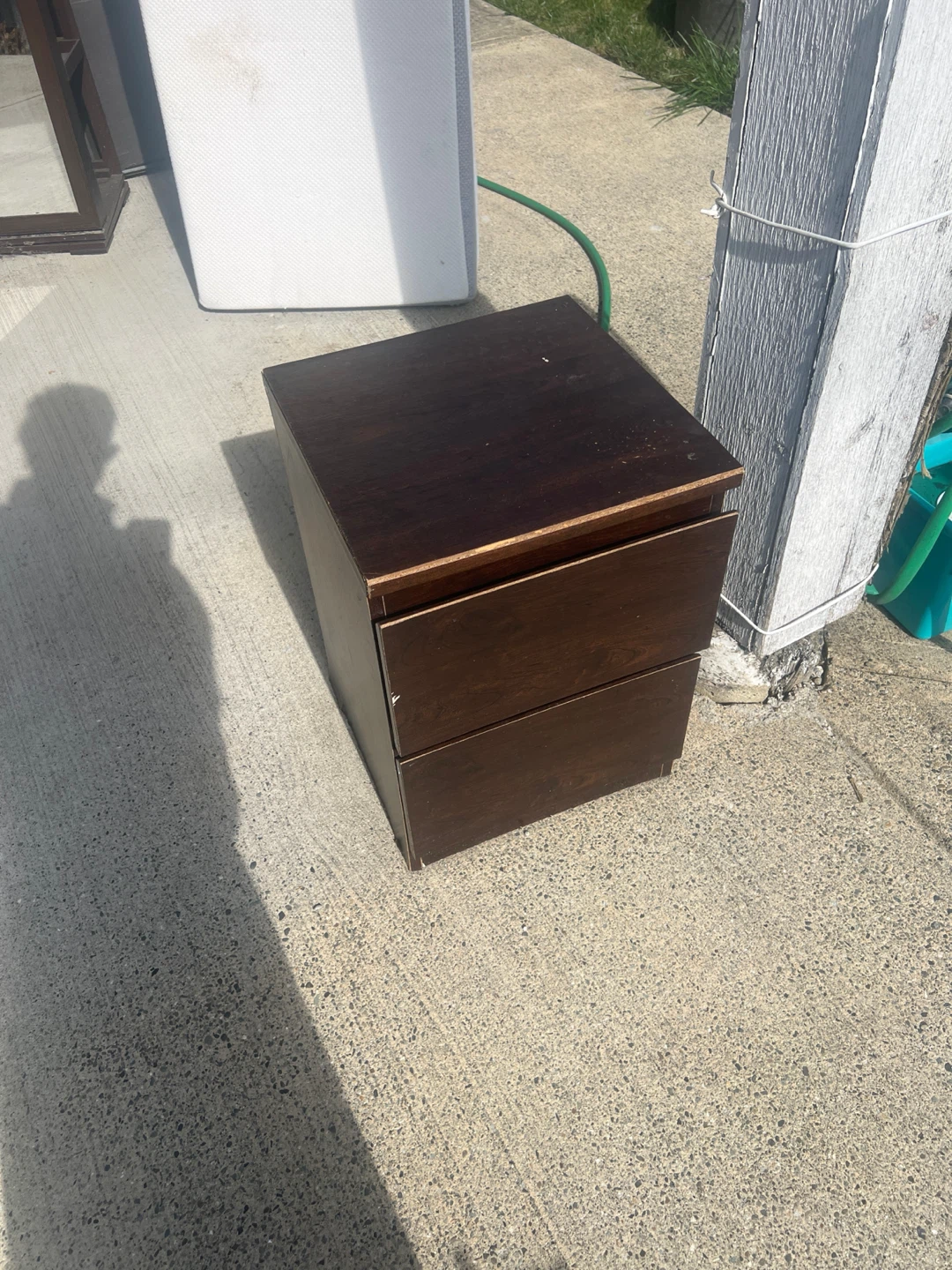 Dark Wood Two-Drawer Nightstand
