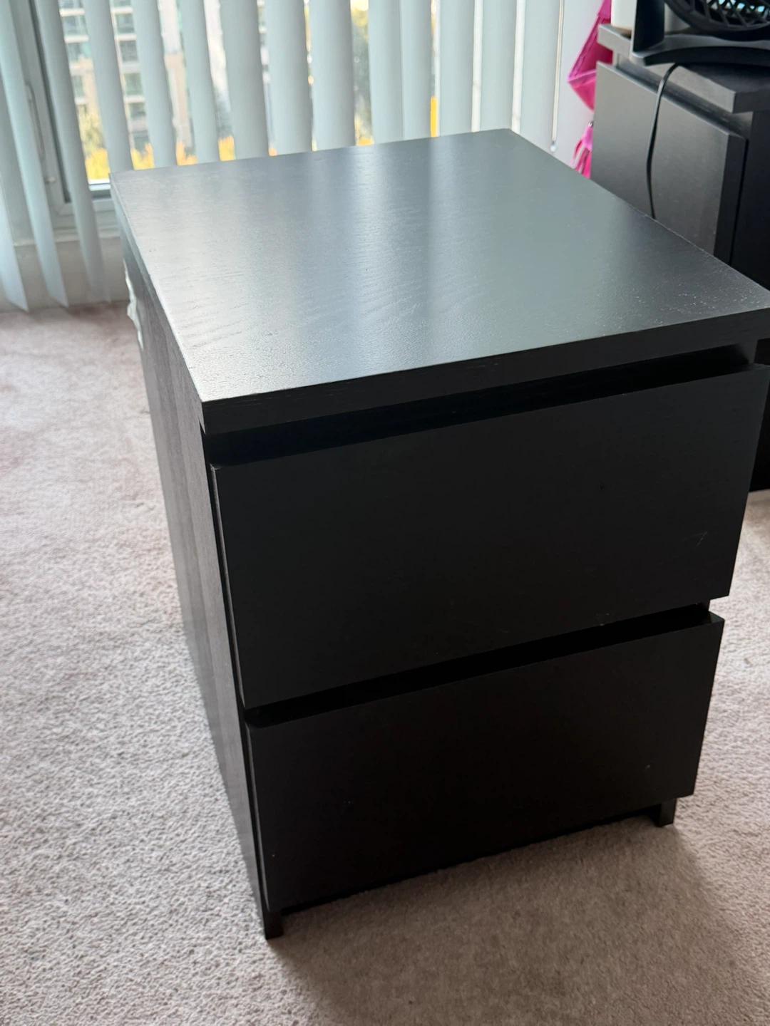 IKEA Black 2-Drawer Nightstand - photo 2