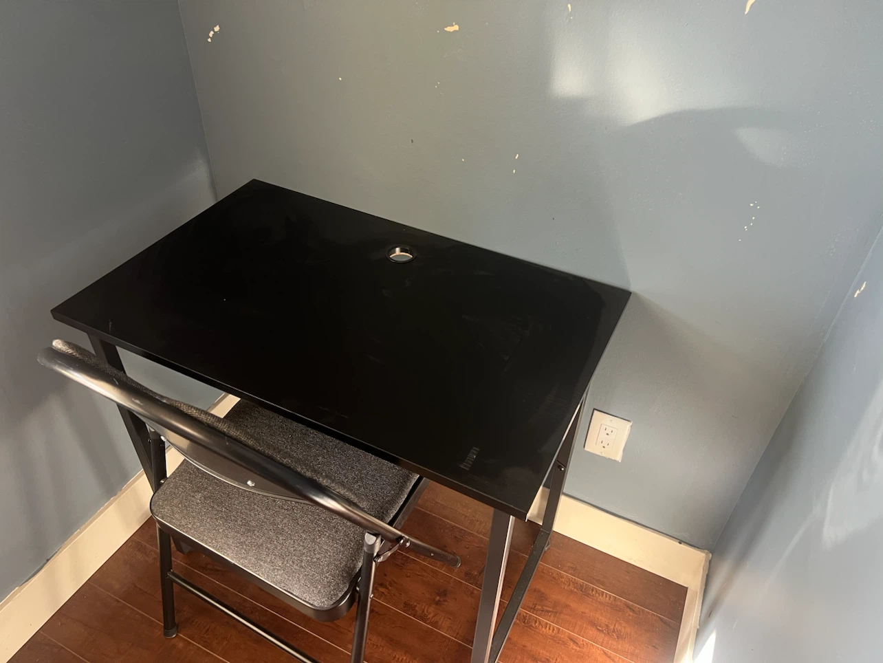Black Writing Desk and Folding Chair Set