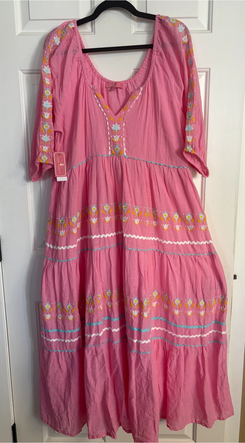 Simply Southern Pink Embroidered Dress - Medium