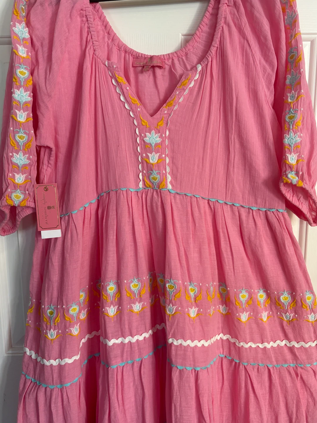Simply Southern Pink Embroidered Dress - Medium - photo 2