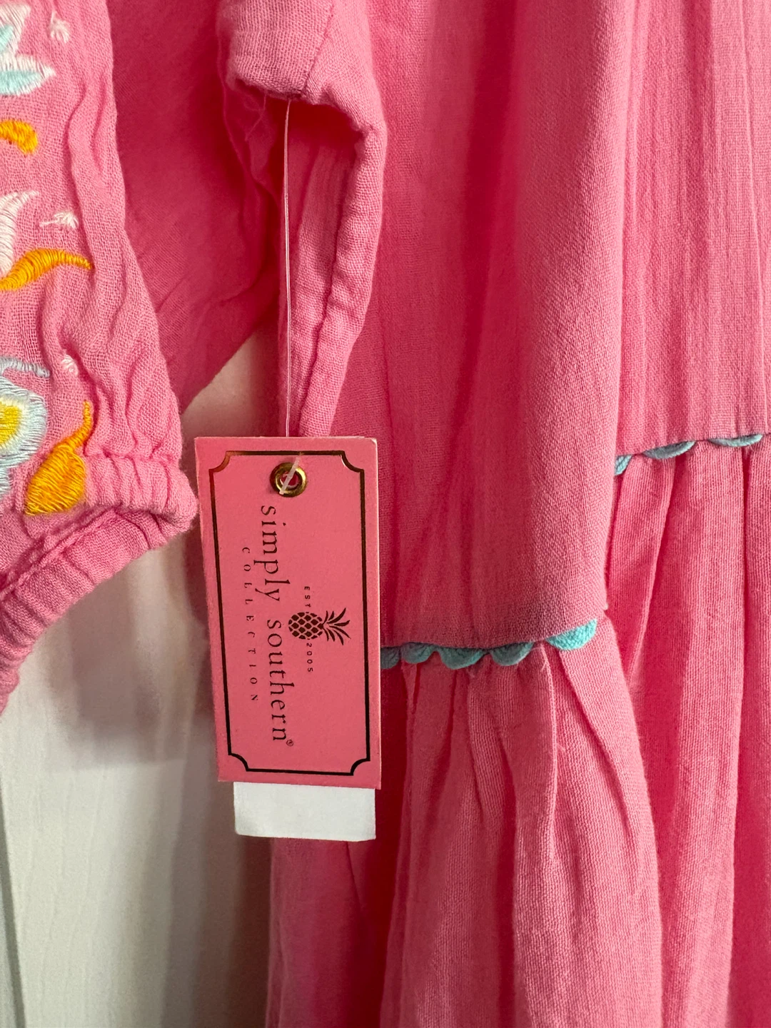 Simply Southern Pink Embroidered Dress - Medium - photo 4